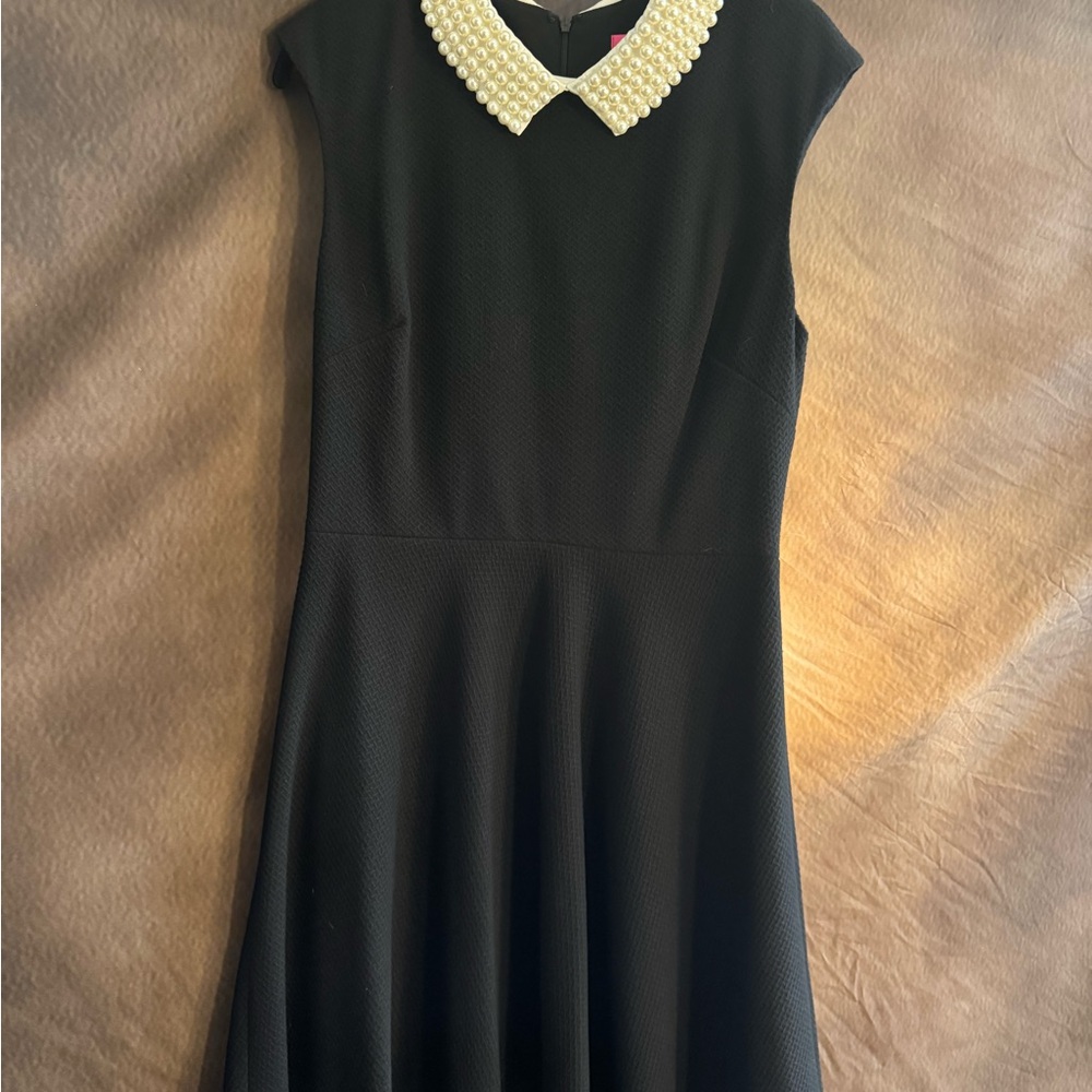 Betsey Johnson Black Dress with Pearl Accent Collar